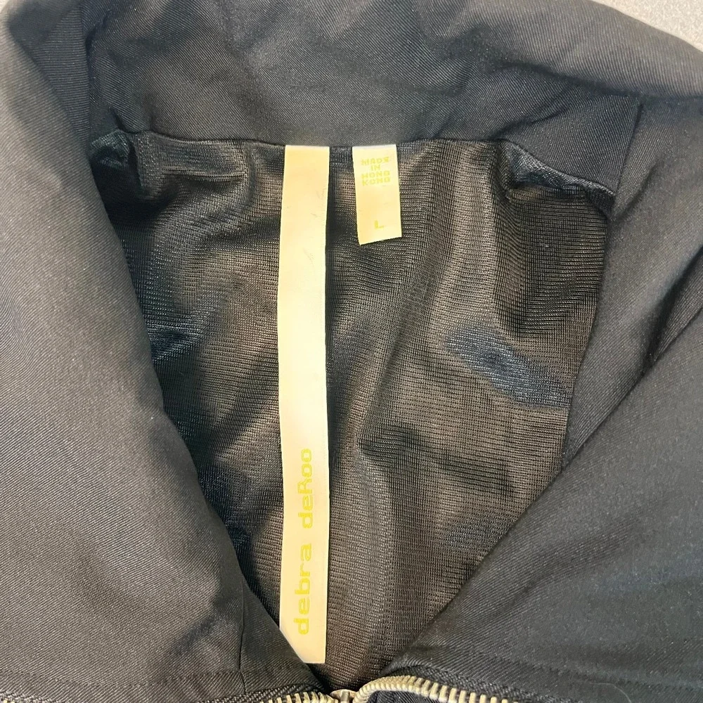 Debra‎ deRoo Black Womens Size Large Zip Up Jacket Windbreaker Shell Vintage Pkt